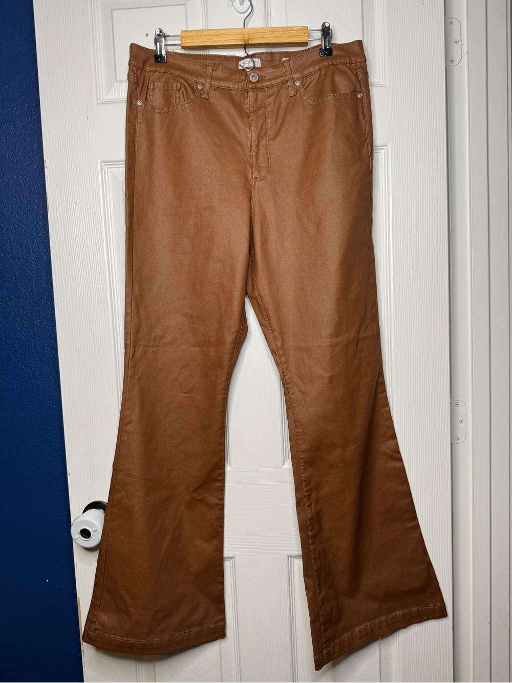 sofia by sofia vergara Brown Boot Cut Leather-Look Pants